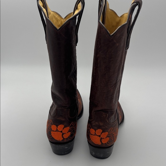 Gameday Women’s Brown Leather Clemson Embroidered Cowboy Boots 9.5 10 inch NCAA - Picture 6 of 8